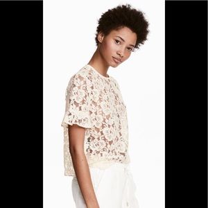 4/$20 h&M FLOUNCE LACE TOP SZ 8 OFF WHITE NEW